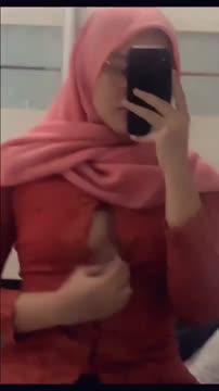 Hijab Malay Imut Kebaya Merah colmek di warnet