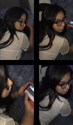 Bokep Indo Cewek kacamata desah manja di kebun sambil live