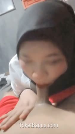 Kakak jilbab sepongin kontol adik crot dimulut