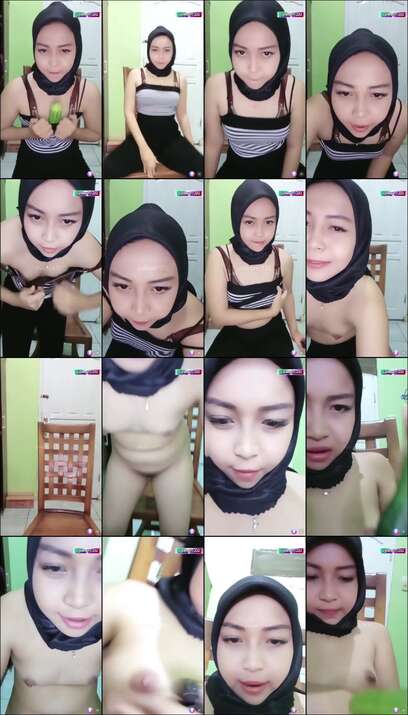 Cewe Jilbab Cantik Live Show Pake Timun