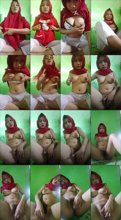 Cewek Cantik Jilbab Merah Masturbasi