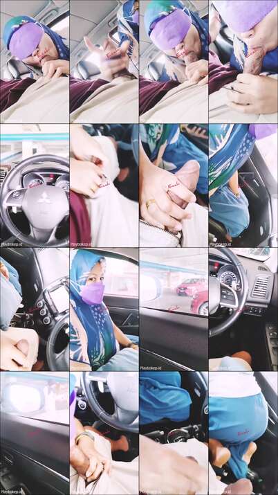 Jilbab Biru BJ Di Mobil